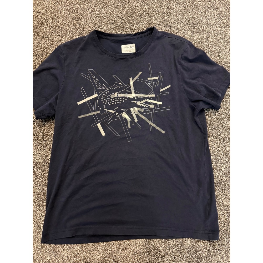 Lacoste Sport Ultra Dry Navy Blue Graphic Crocodile T-Shirt‎ Mens XXL RN87651